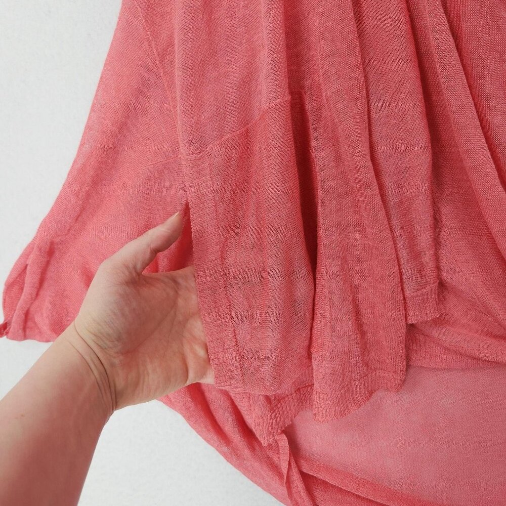 Anthropologie Angel Of The North Sweater Women Medium Pink Linen Blend Tie Front - Picture 4 of 16